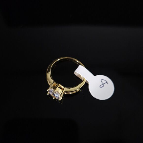 Simulated White Diamond Ring in a Goldtone Ring Size 8 - Picture 9 of 9